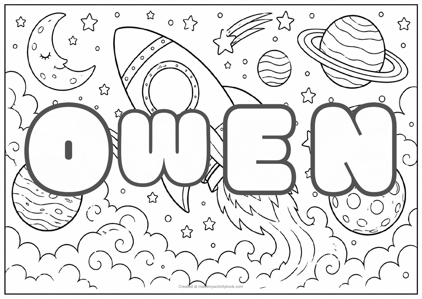 Owen space colouring sheet