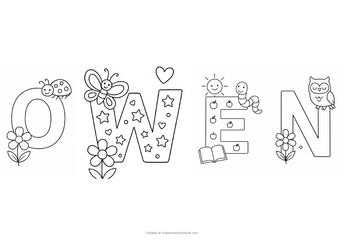 Owen letters colouring sheet