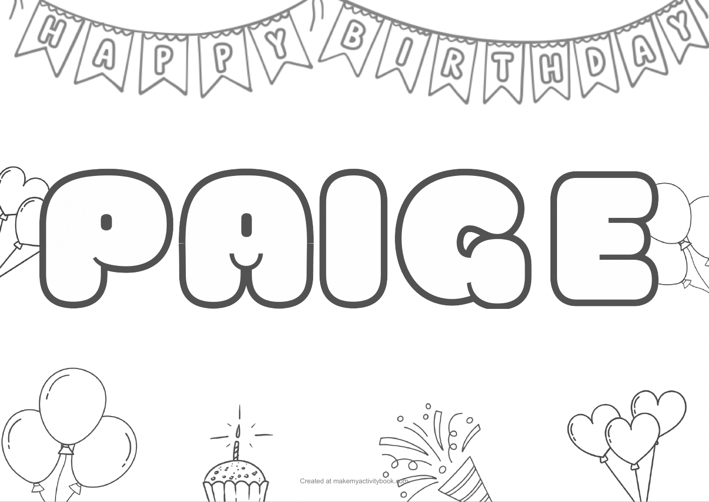 Paige birthday colouring sheet
