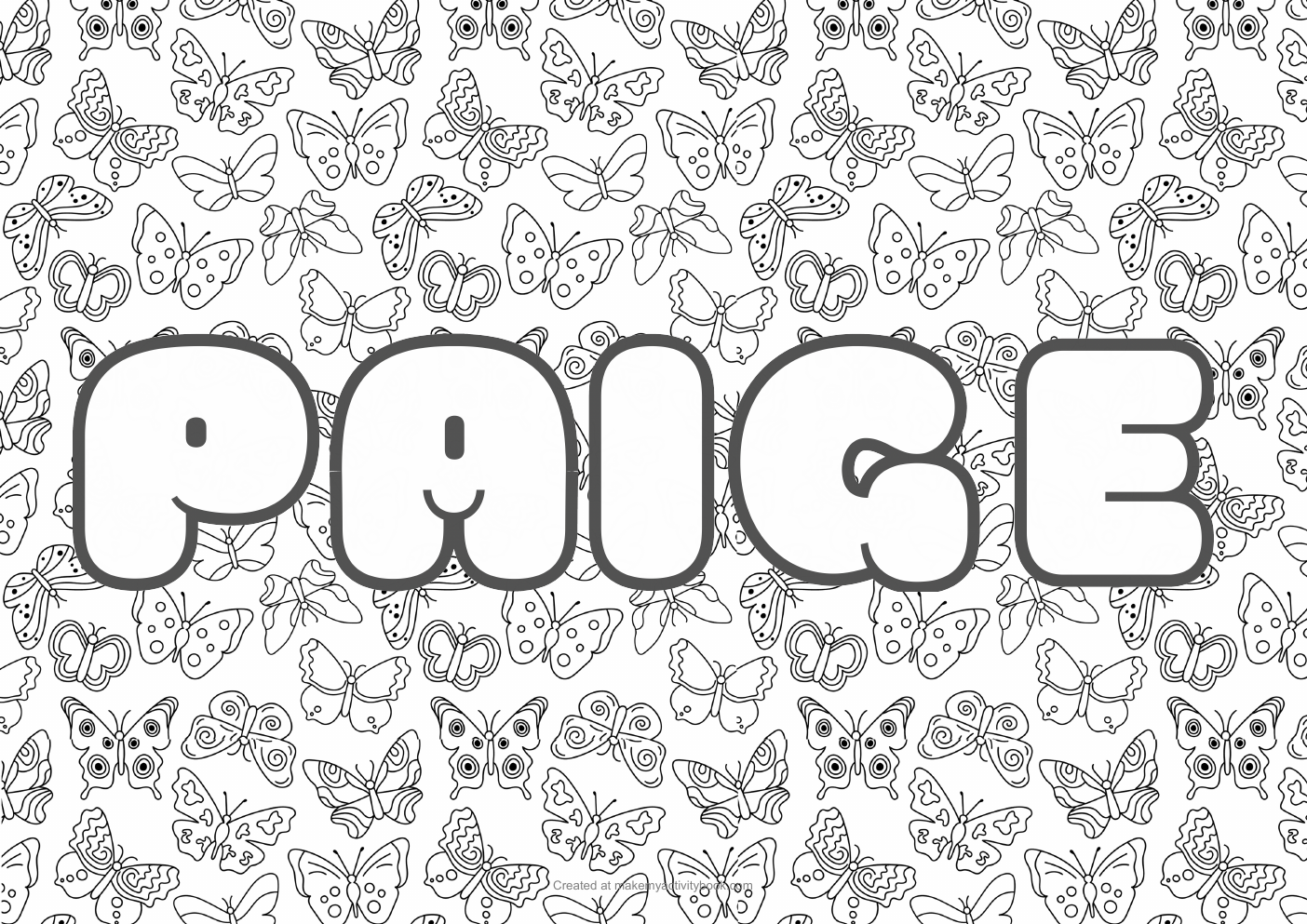 Paige butterflies colouring sheet