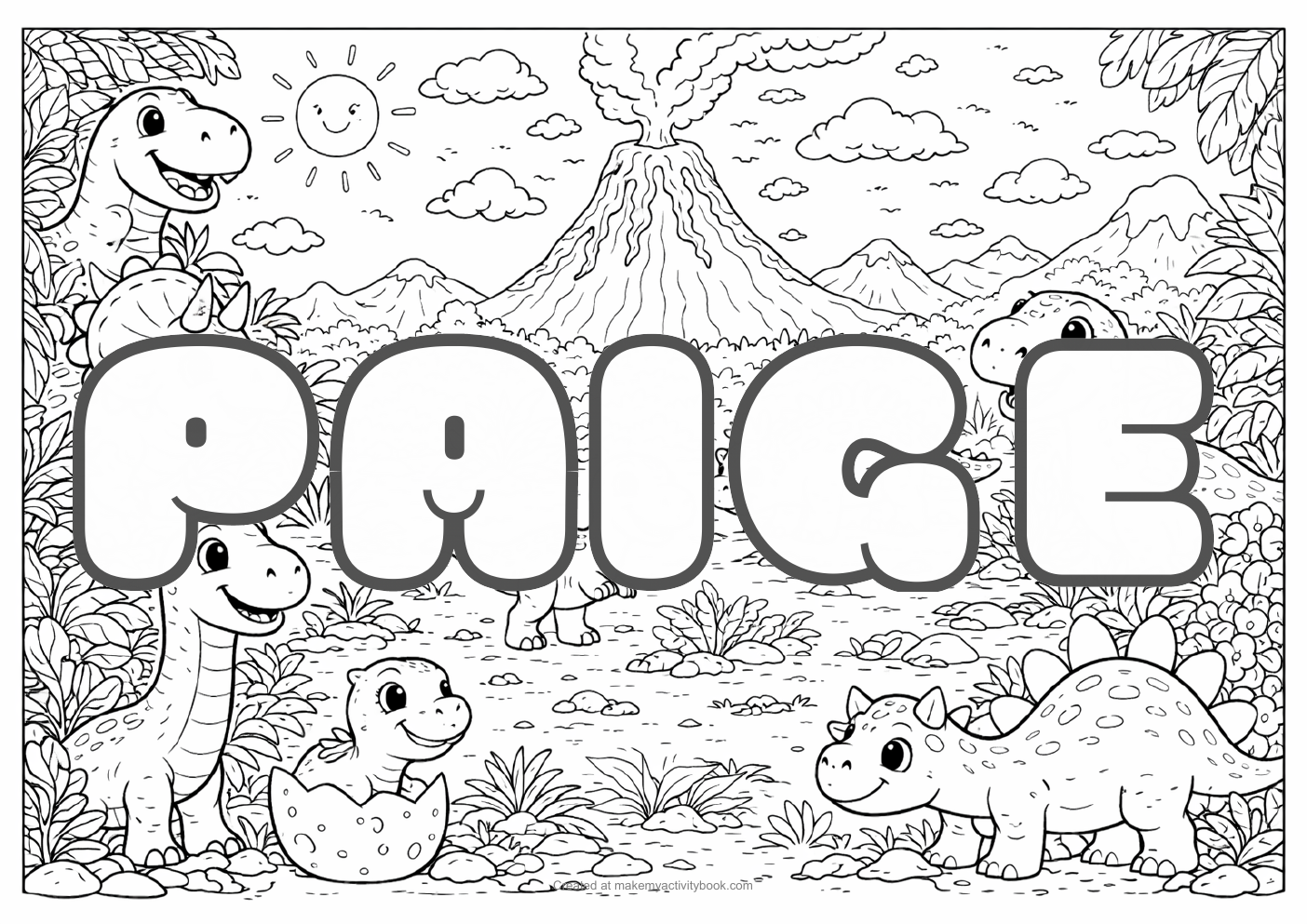 Paige dinosaur colouring sheet
