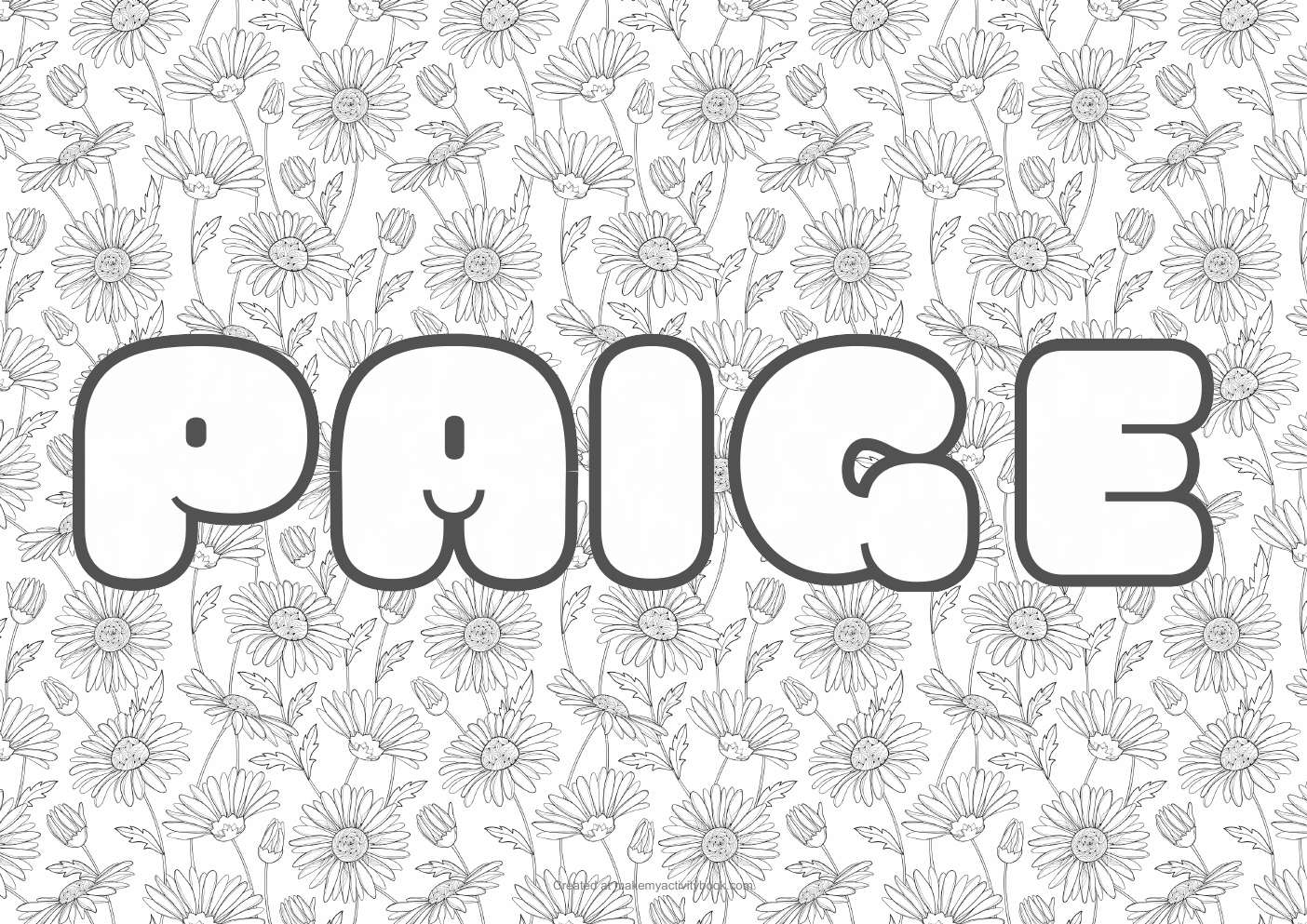 Paige flowers colouring sheet