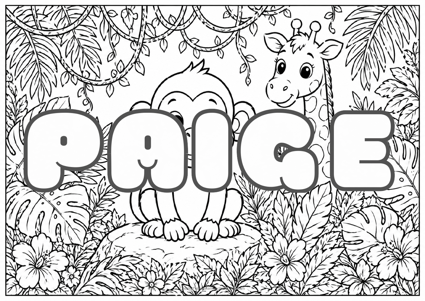 Paige jungle colouring sheet