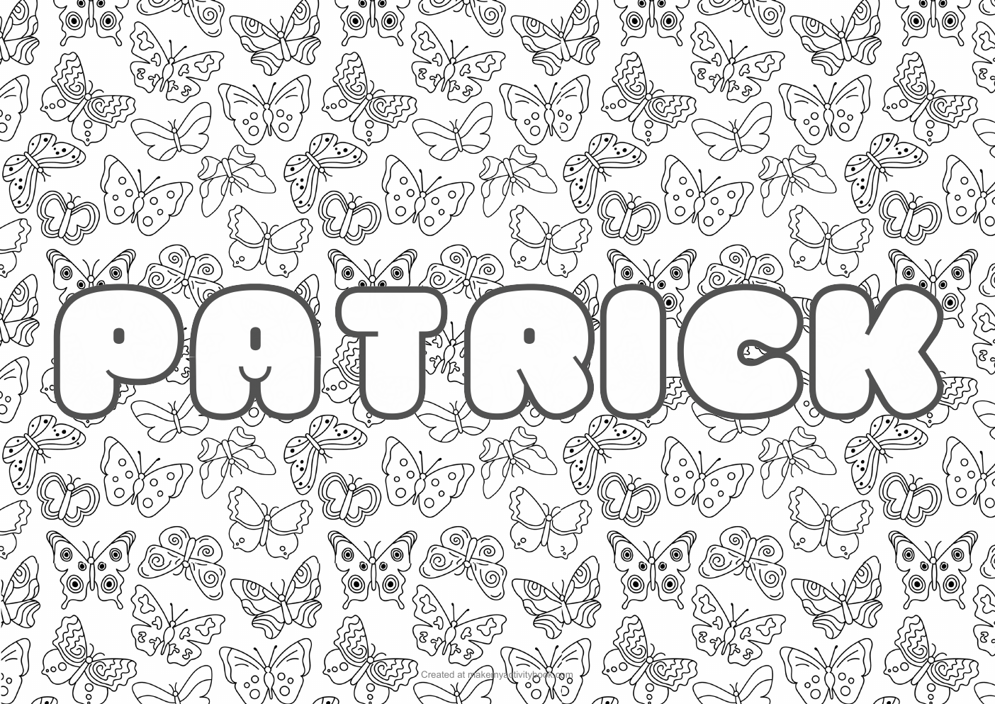 Patrick butterflies colouring sheet