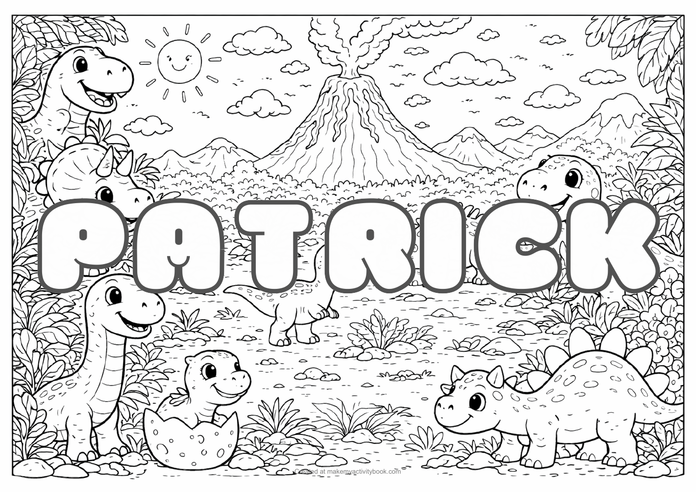 Patrick dinosaur colouring sheet