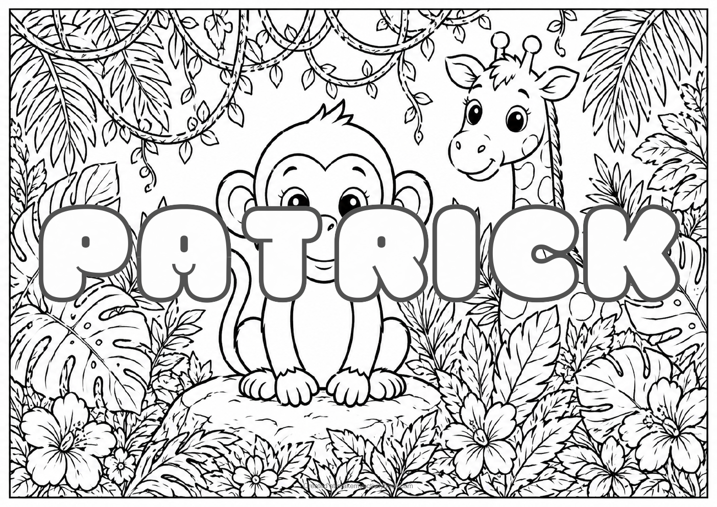 Patrick jungle colouring sheet
