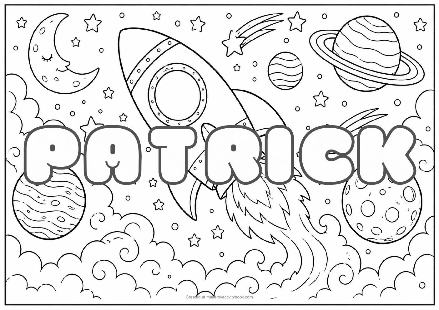 Patrick space colouring sheet