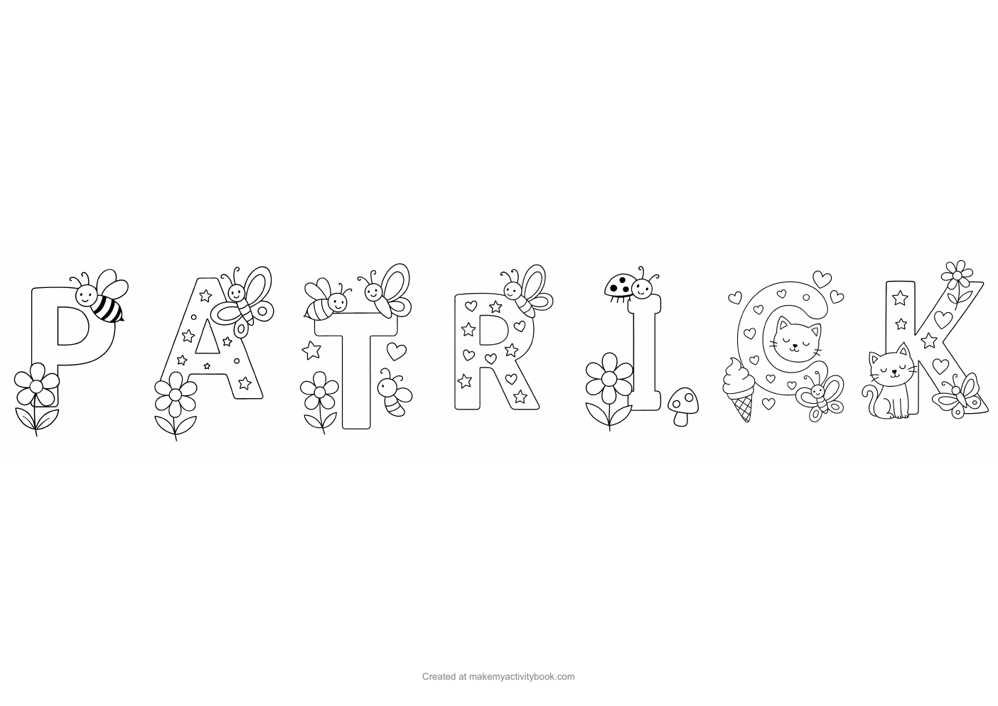 Patrick letters colouring sheet
