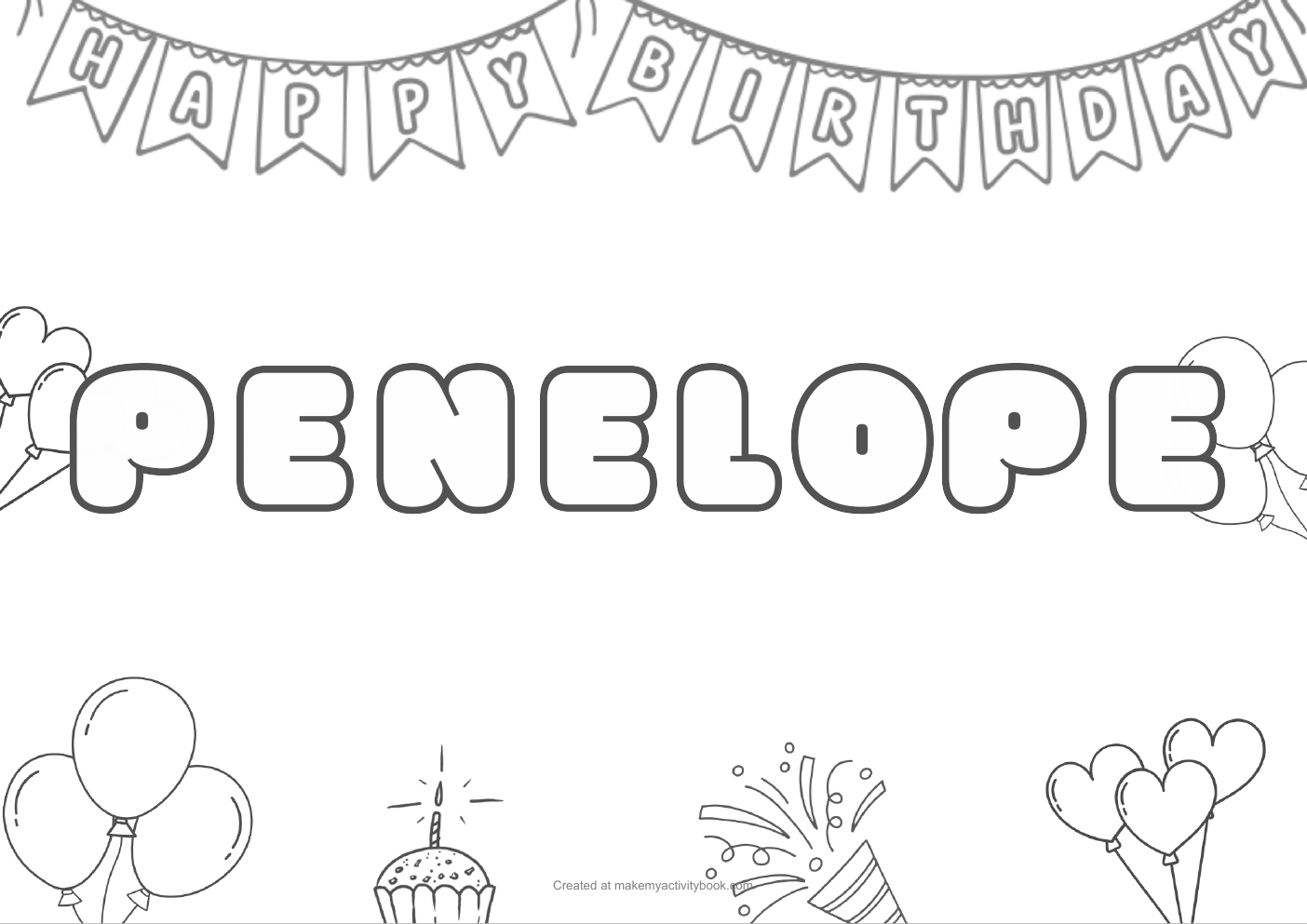 Penelope birthday colouring sheet