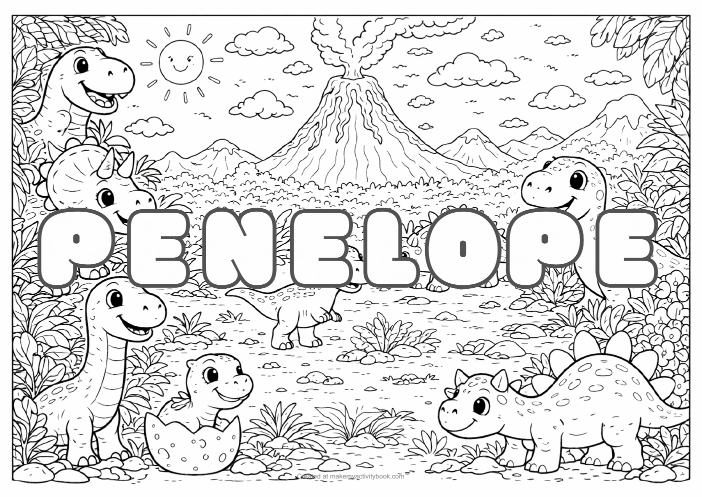 Penelope dinosaur colouring sheet