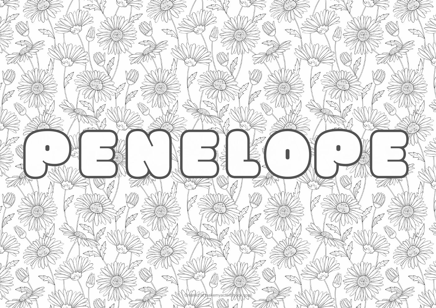 Penelope flowers colouring sheet