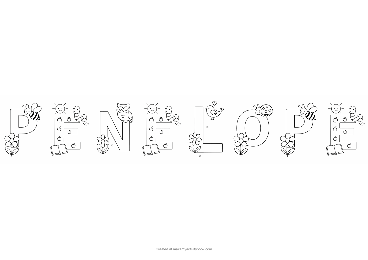 Penelope letters colouring sheet