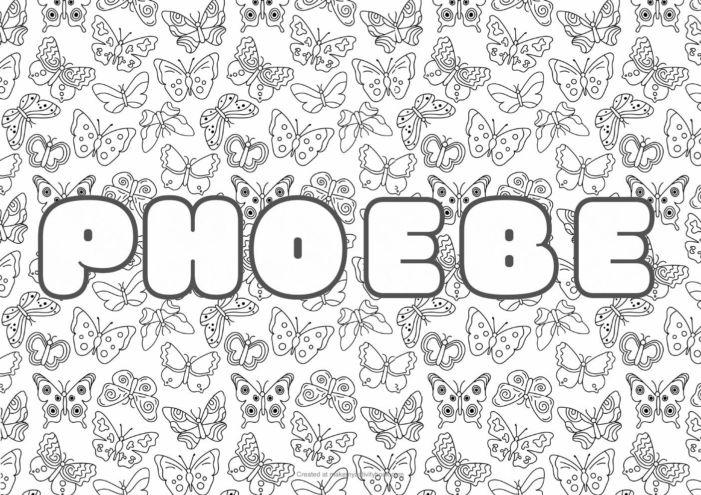 Phoebe butterflies colouring sheet