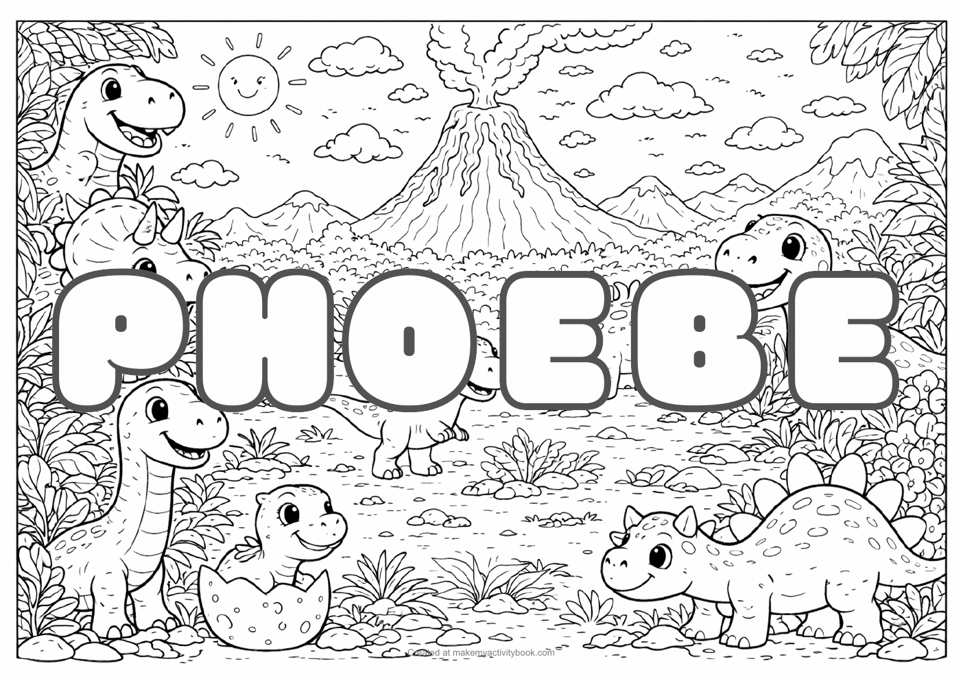 Phoebe dinosaur colouring sheet