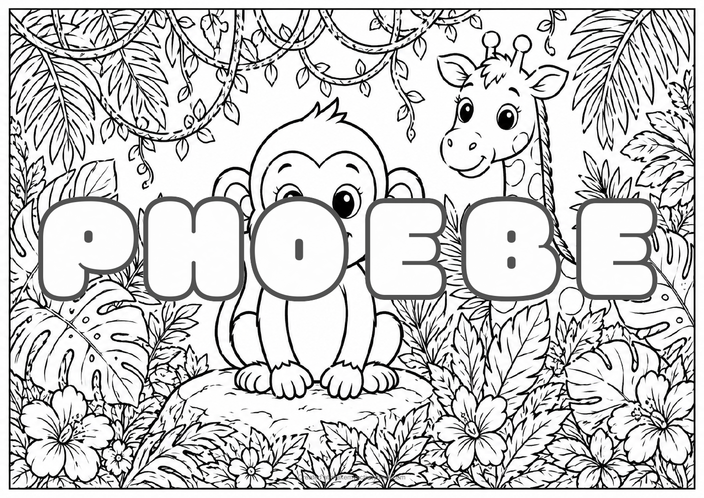 Phoebe jungle colouring sheet