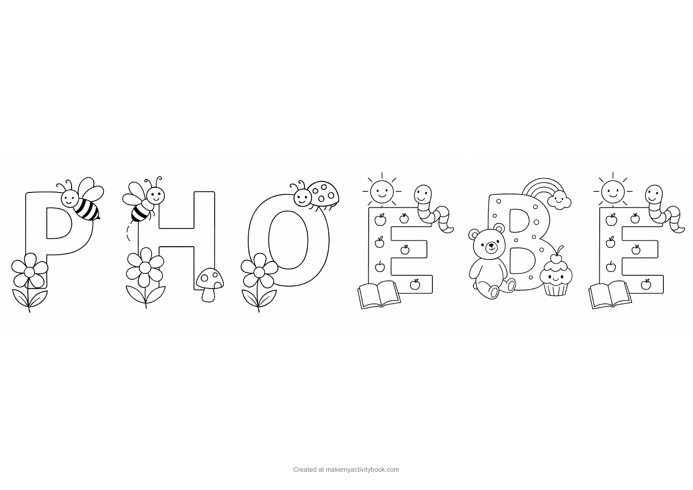 Phoebe letters colouring sheet