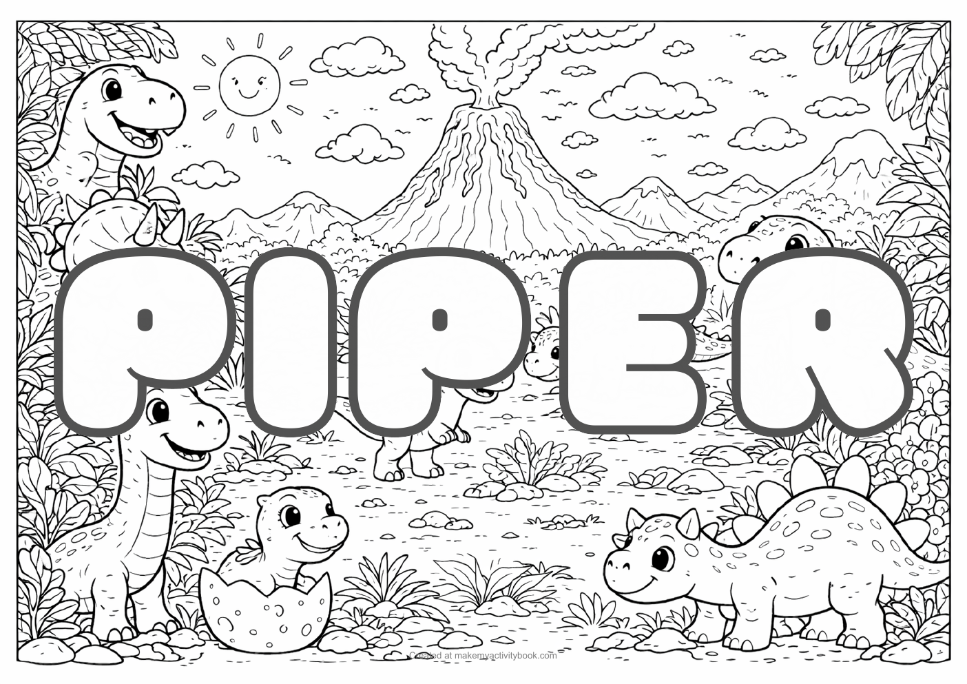 Piper dinosaur colouring sheet