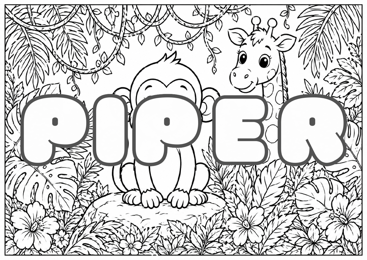 Piper jungle colouring sheet