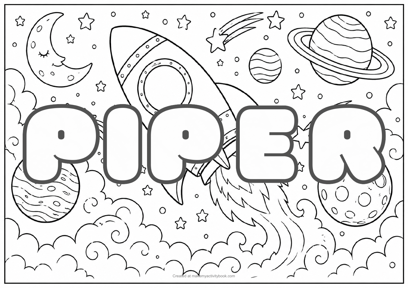 Piper space colouring sheet