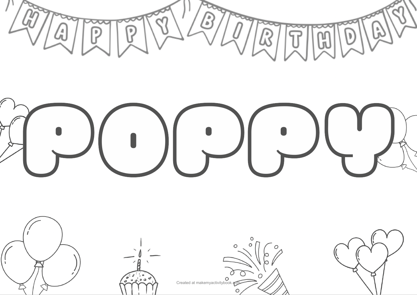Poppy birthday colouring sheet