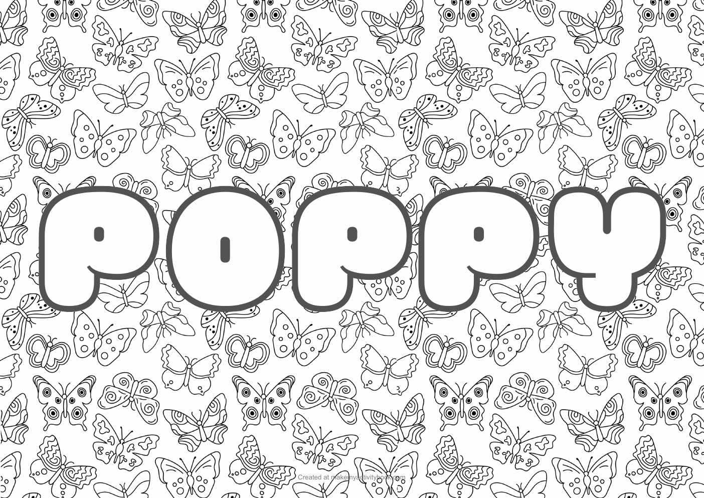 Poppy butterflies colouring sheet