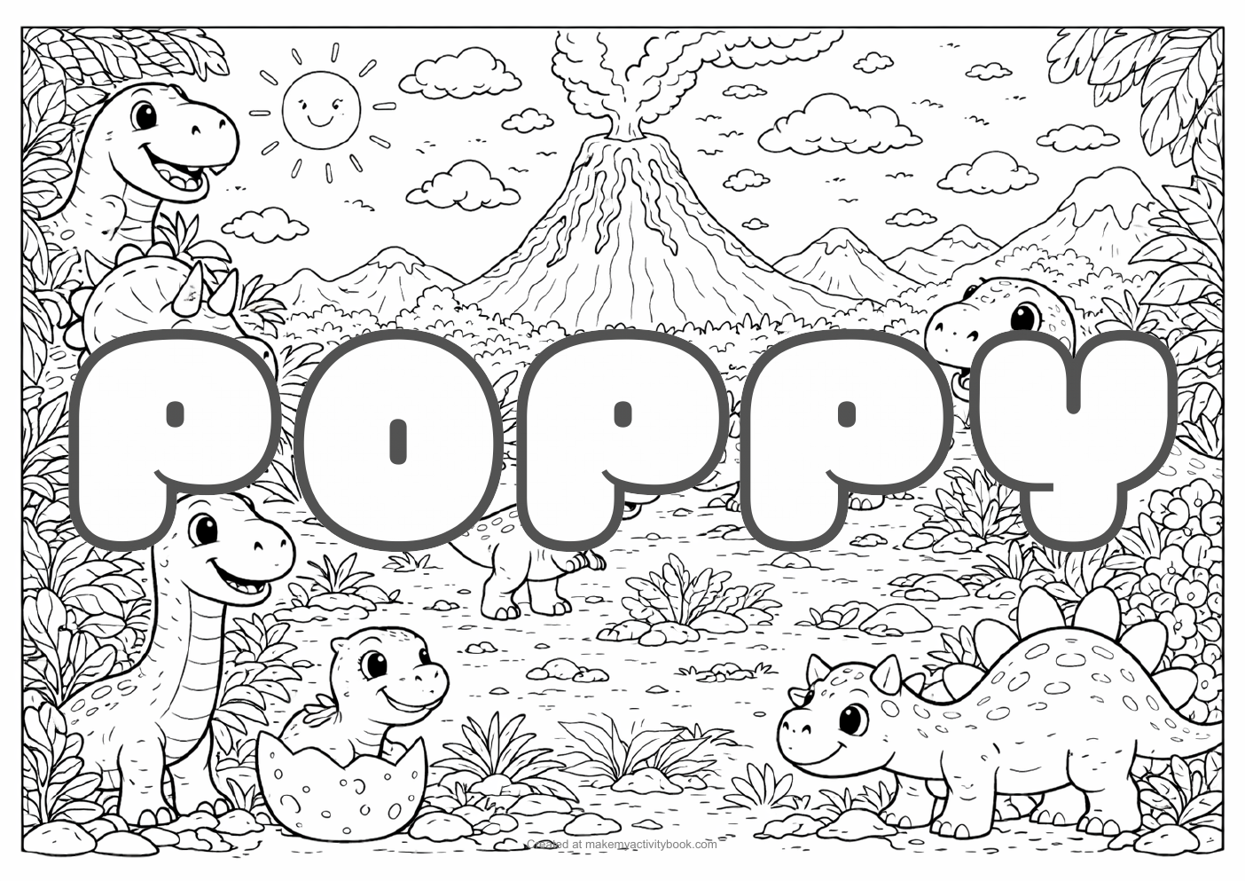 Poppy dinosaur colouring sheet