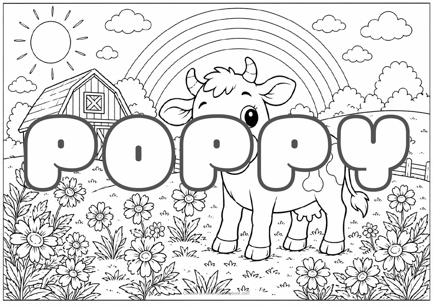 Poppy farm colouring sheet