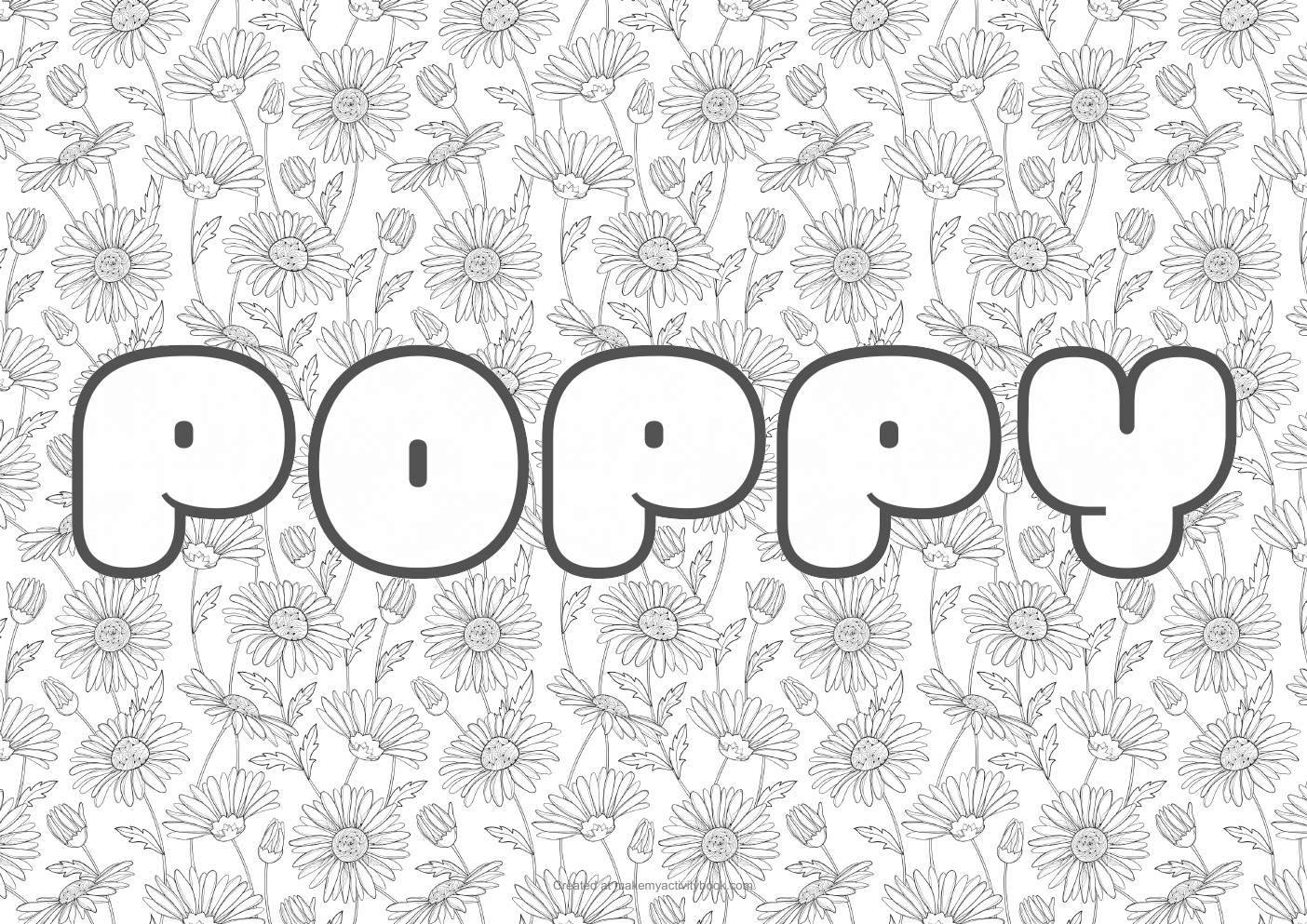 Poppy flowers colouring sheet