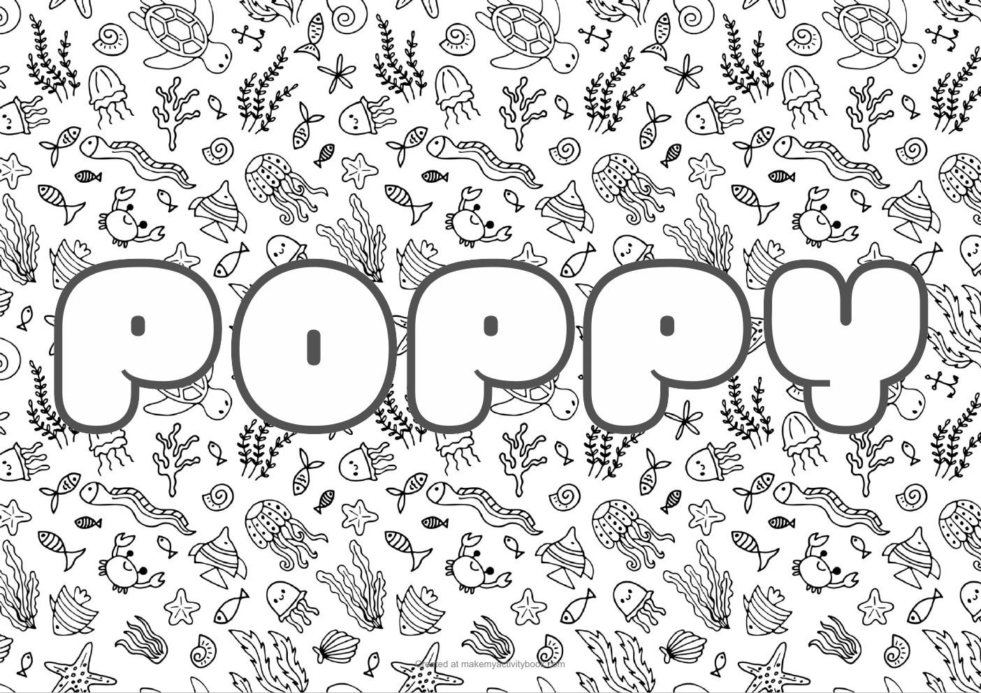 Poppy sea colouring sheet
