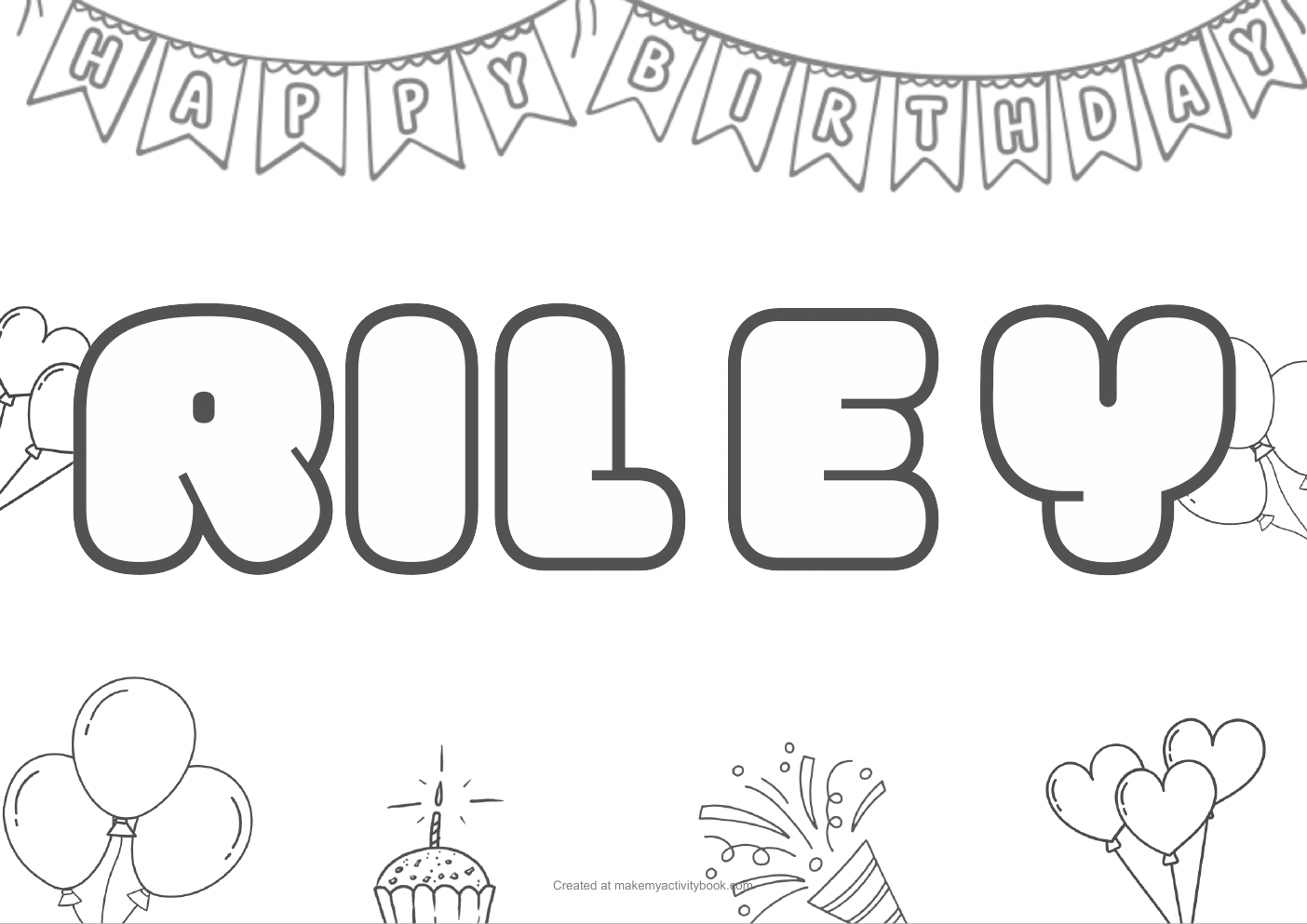 Riley birthday colouring sheet