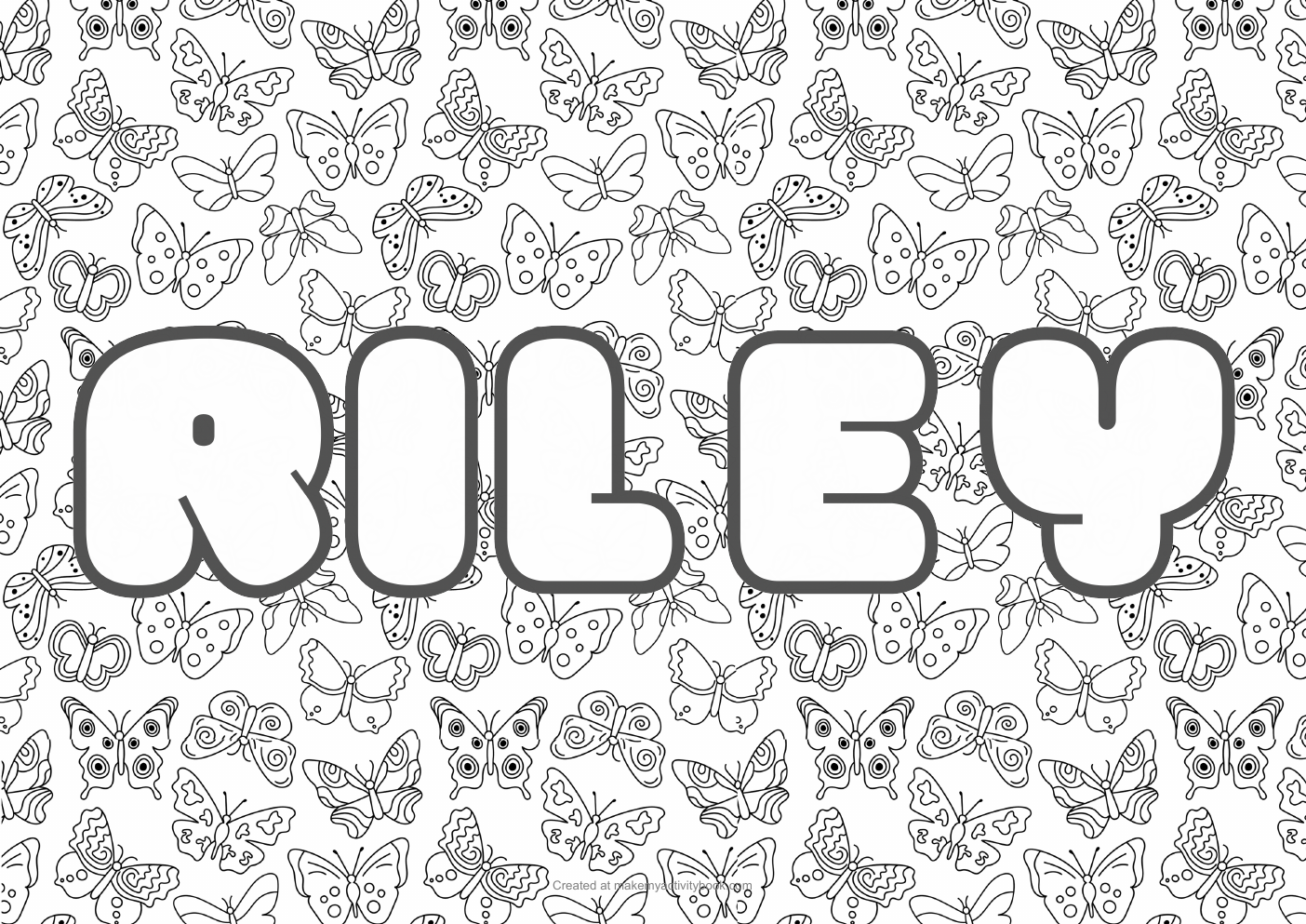 Riley butterflies colouring sheet