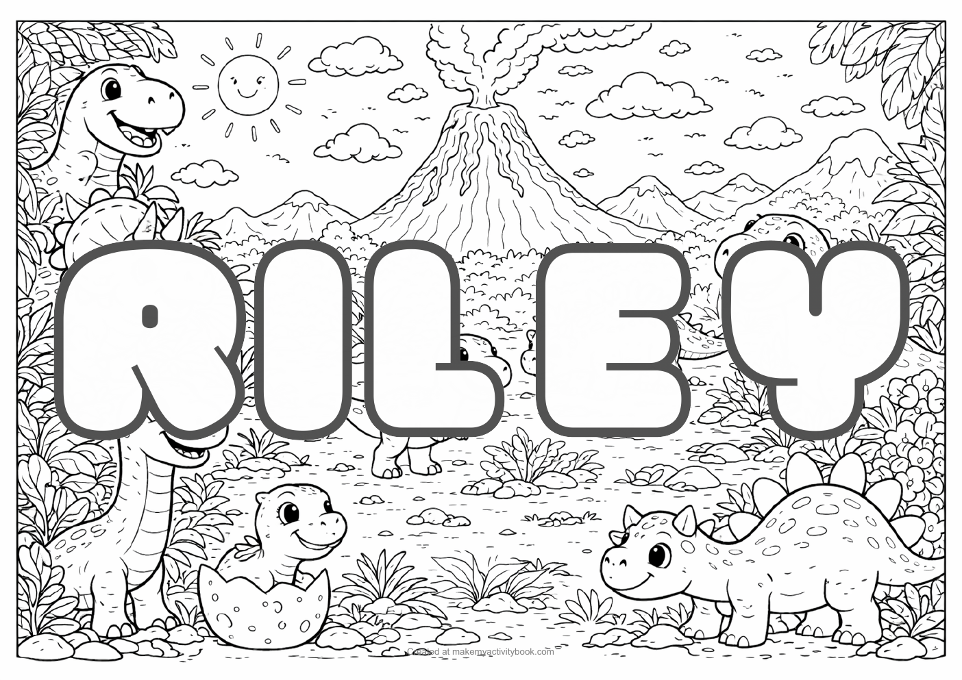 Riley dinosaur colouring sheet