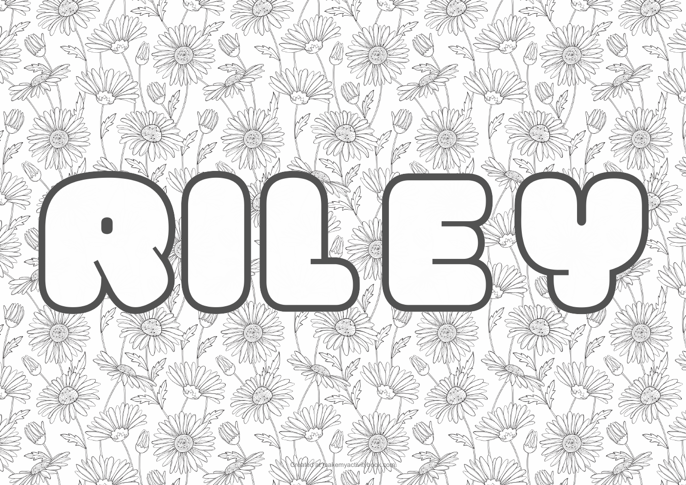 Riley flowers colouring sheet