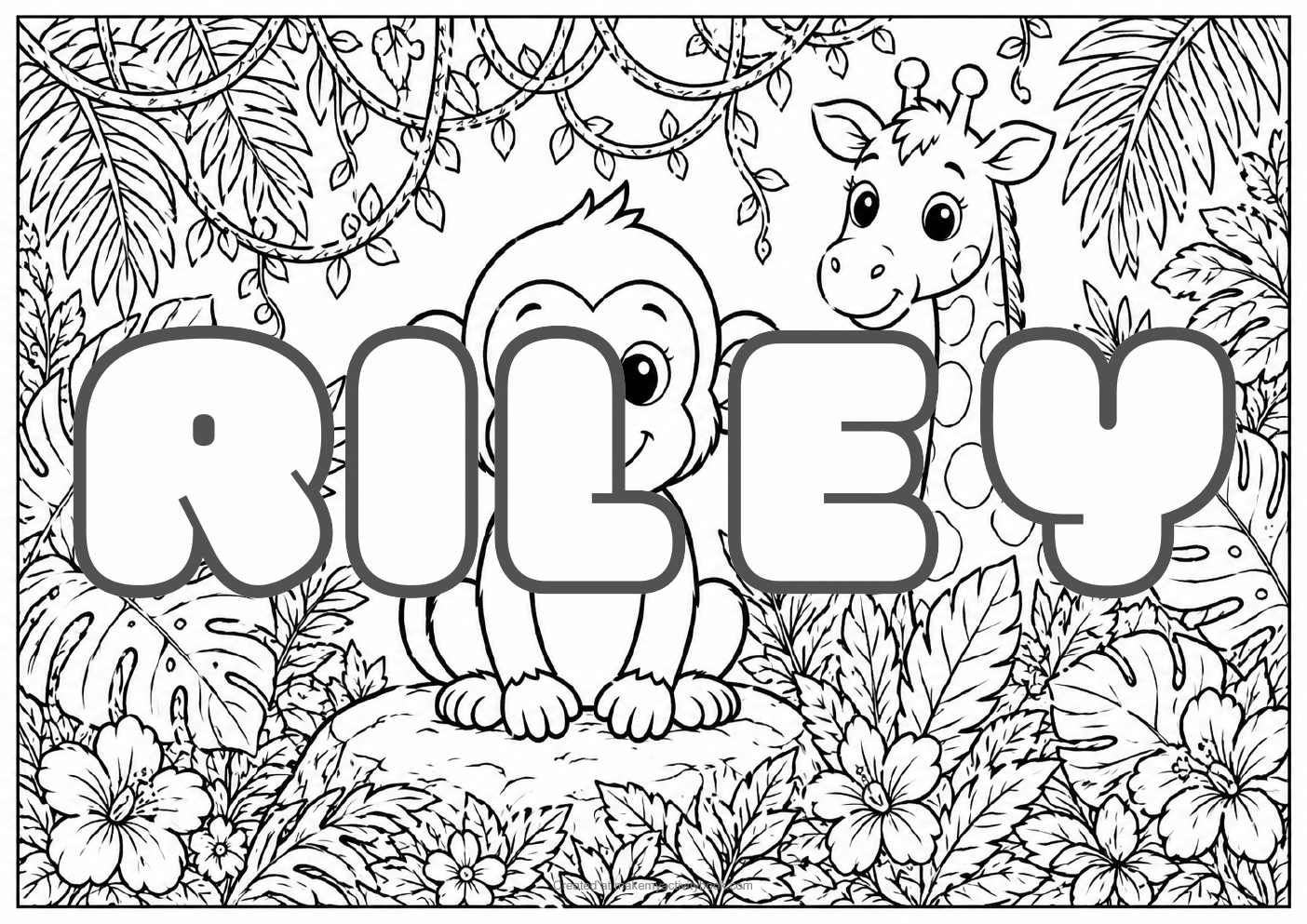 Riley jungle colouring sheet