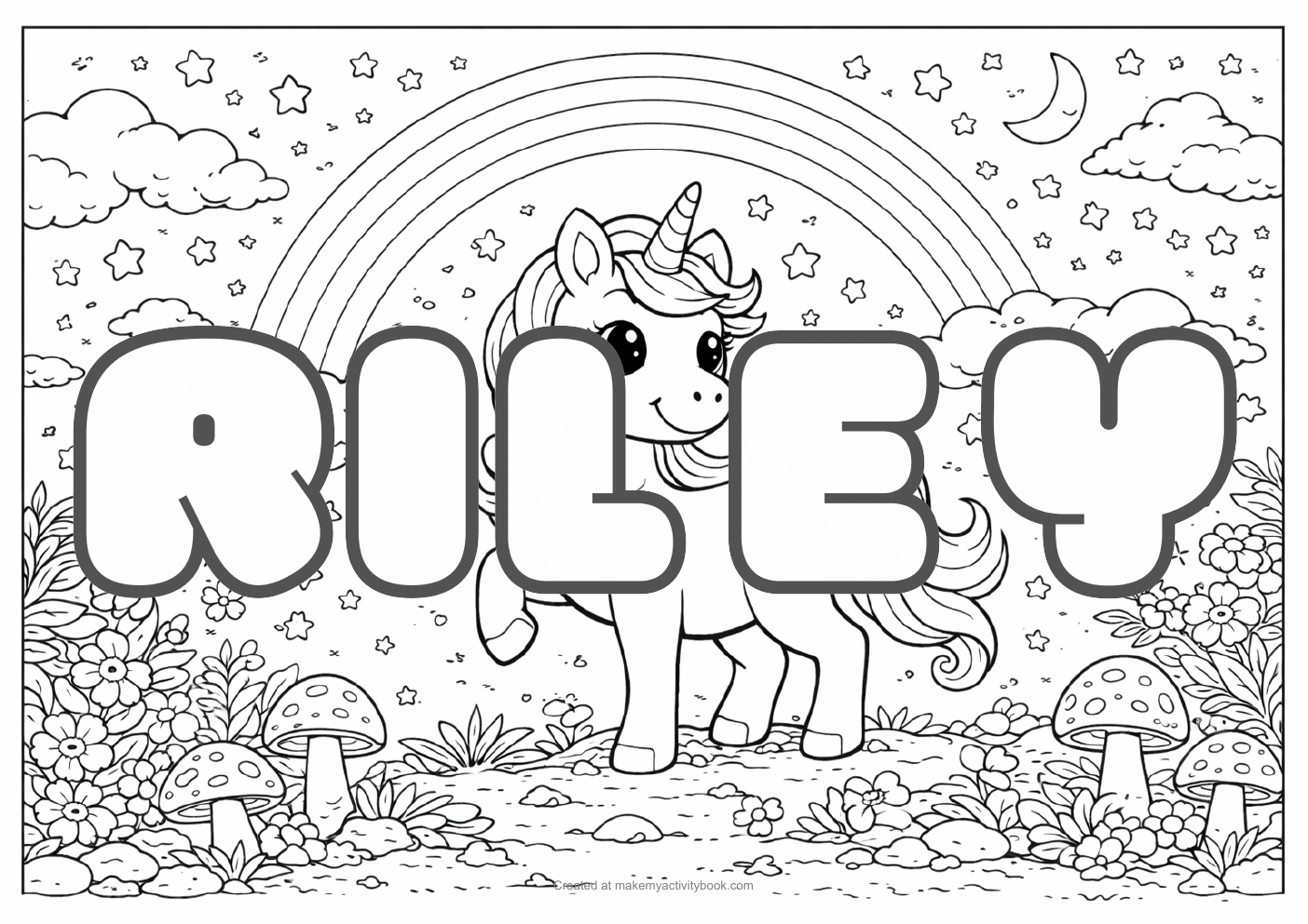 Riley unicorn colouring sheet