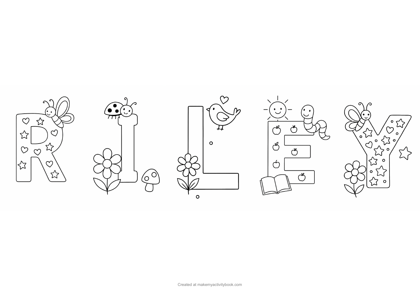 Riley letters colouring sheet