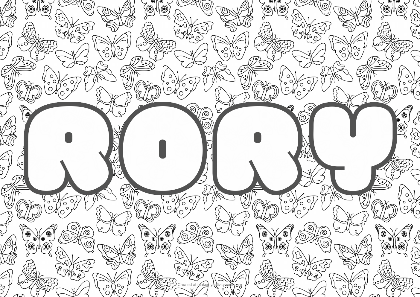 Rory butterflies colouring sheet