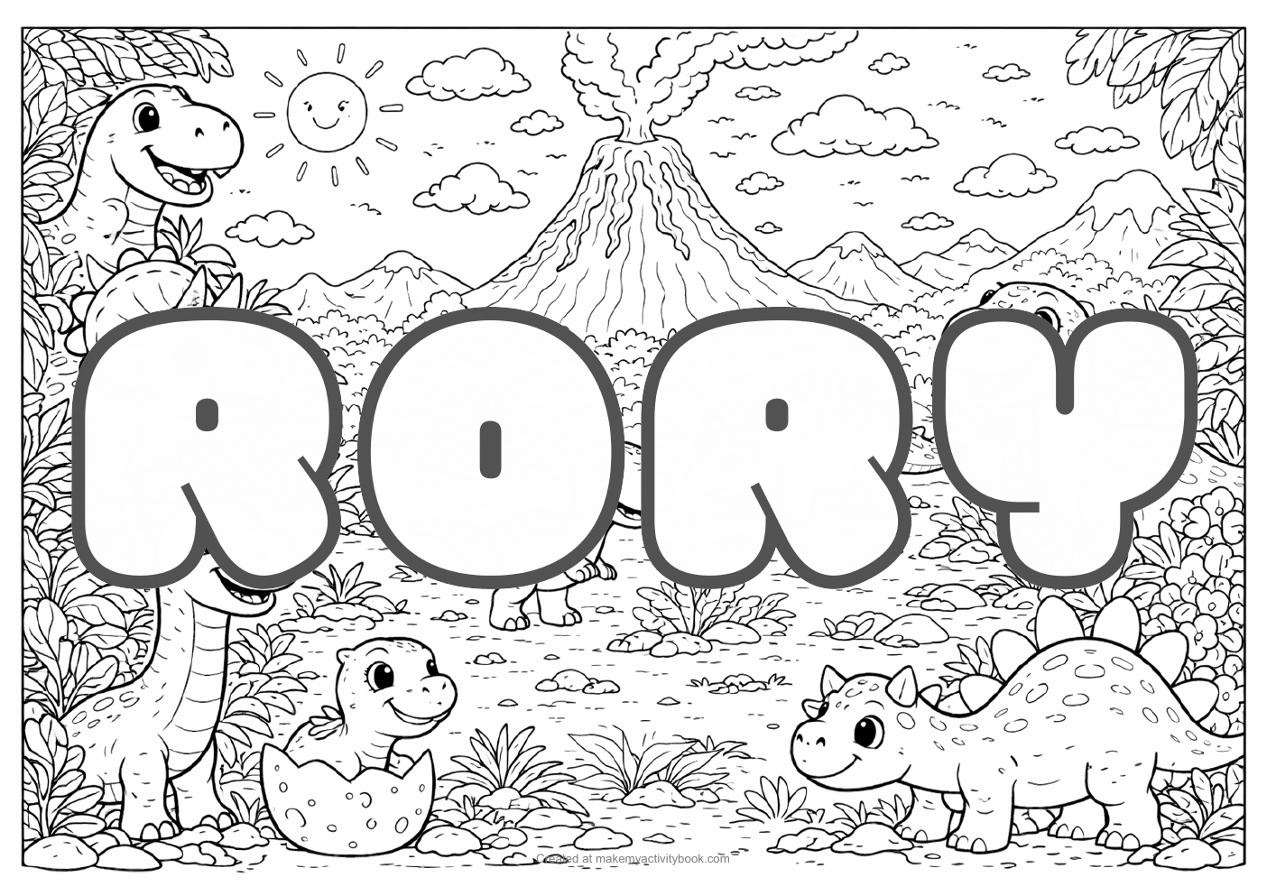 Rory dinosaur colouring sheet