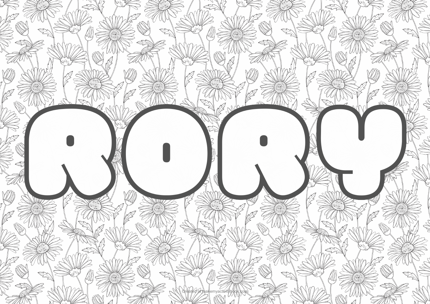 Rory flowers colouring sheet