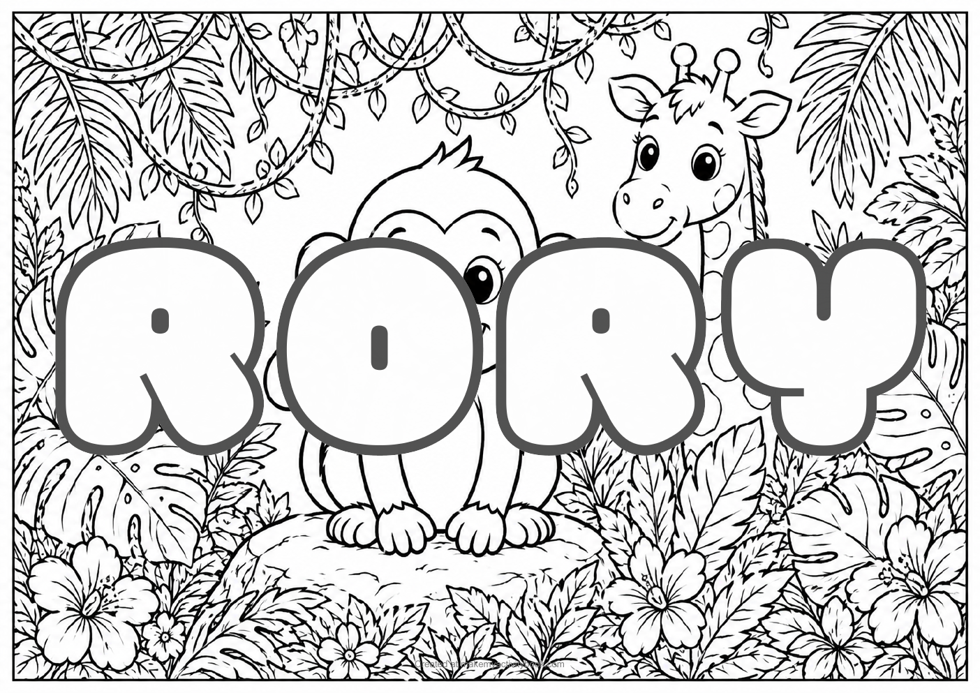 Rory jungle colouring sheet