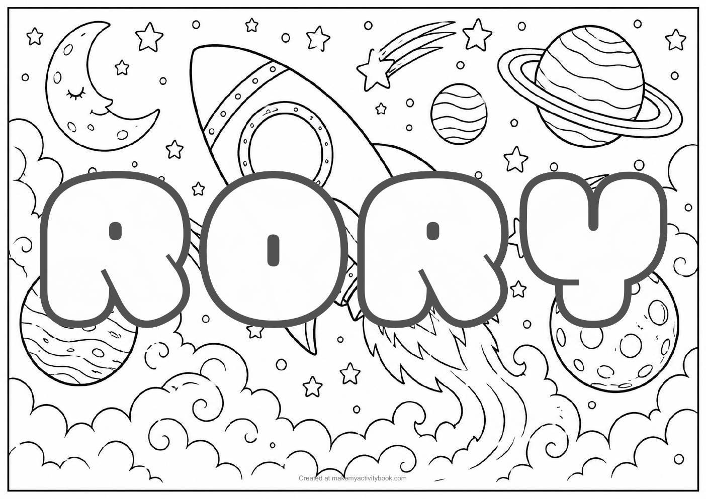 Rory space colouring sheet