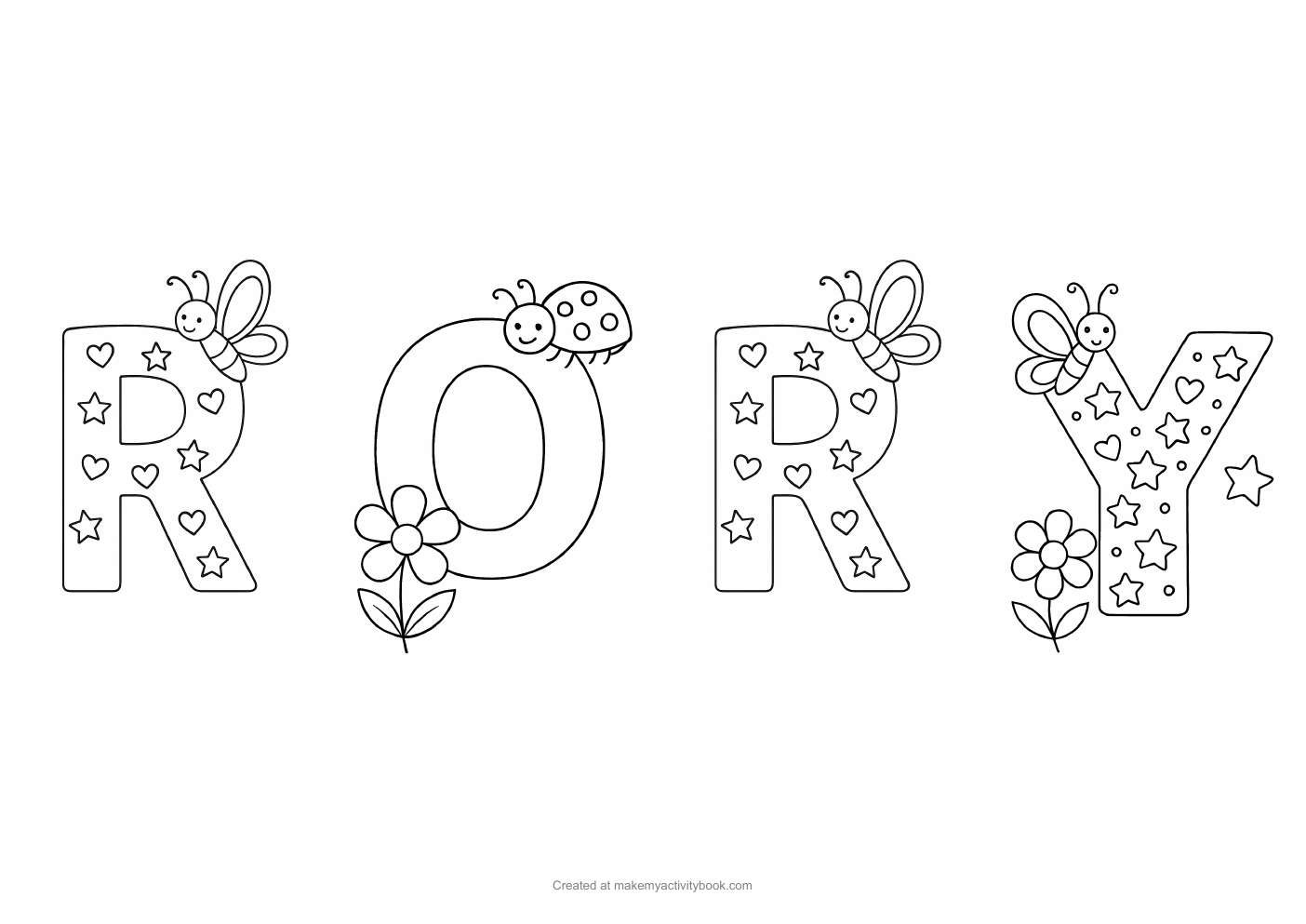 Rory letters colouring sheet
