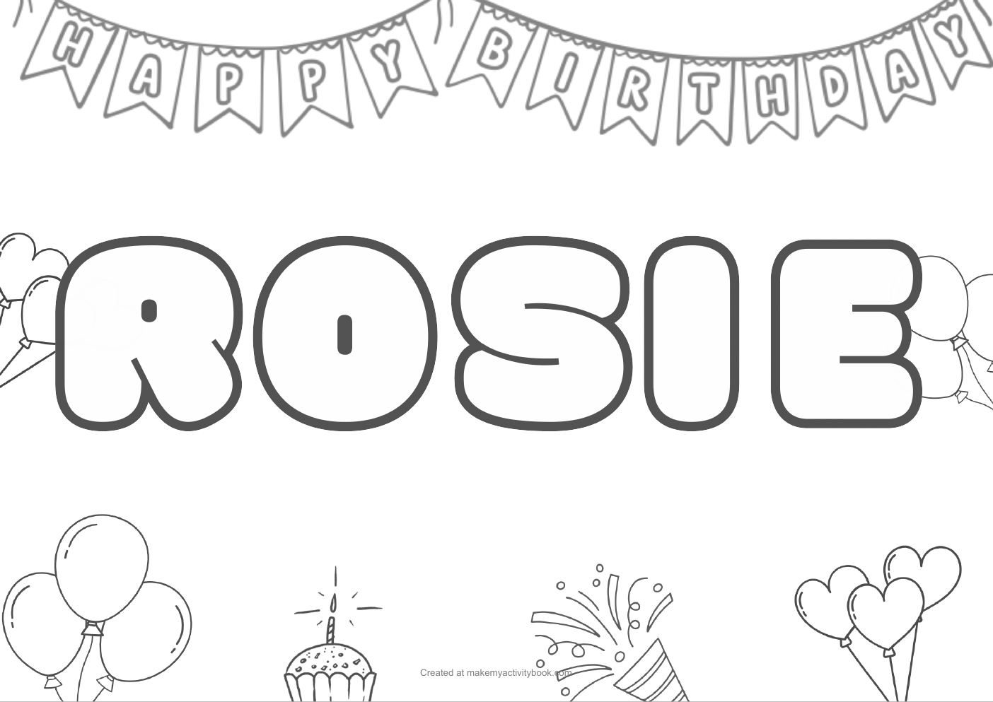 Rosie birthday colouring sheet