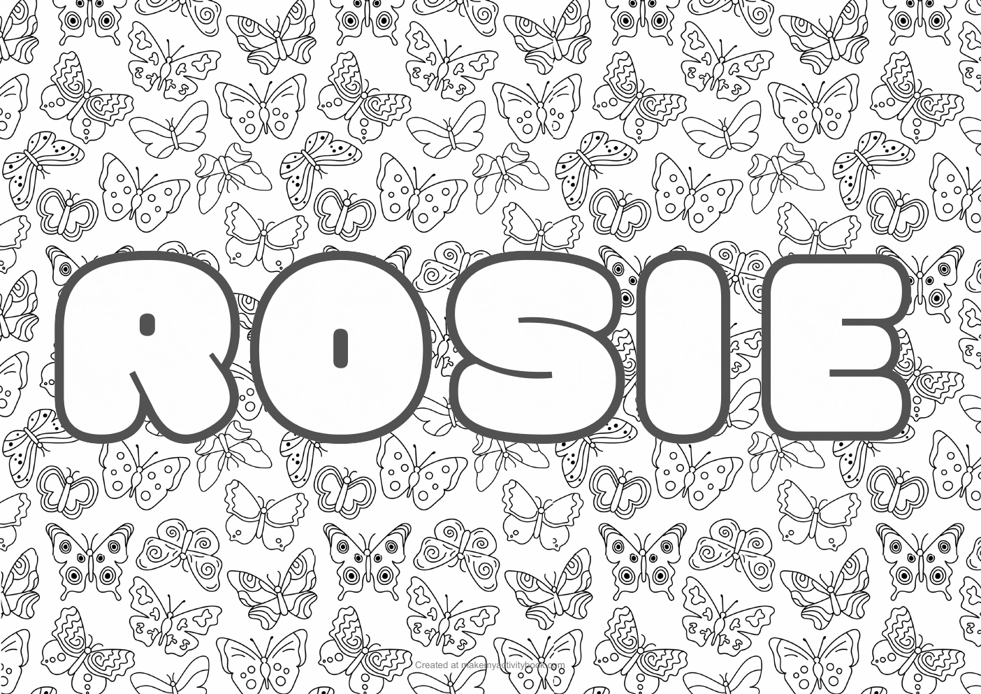 Rosie butterflies colouring sheet