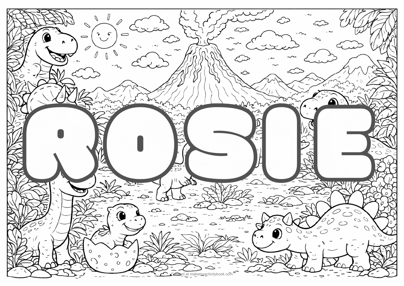 Rosie dinosaur colouring sheet