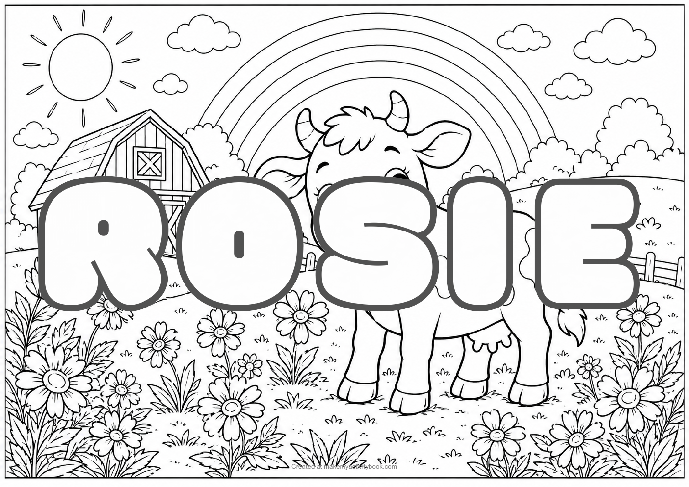 Rosie farm colouring sheet