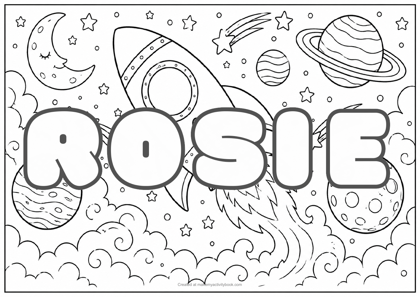 Rosie space colouring sheet