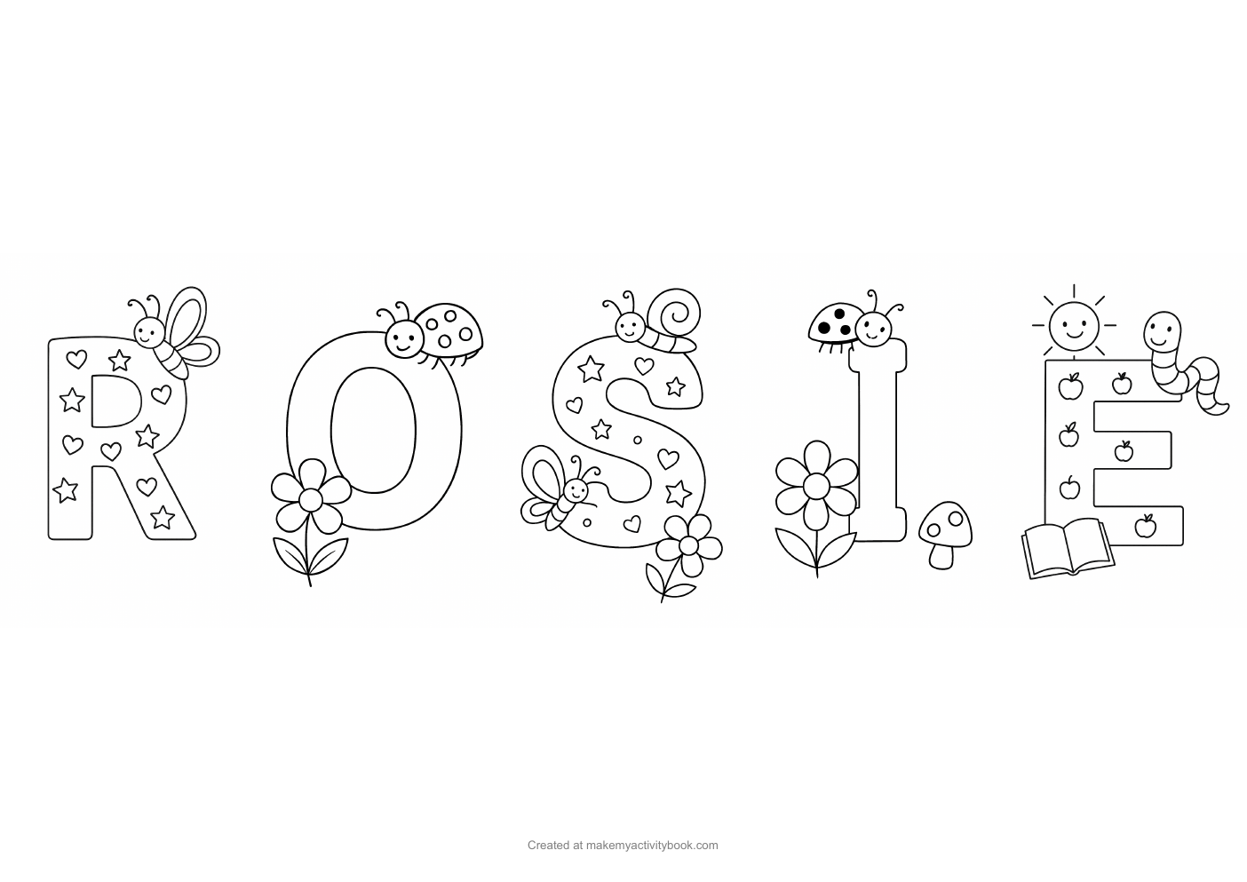 Rosie letters colouring sheet