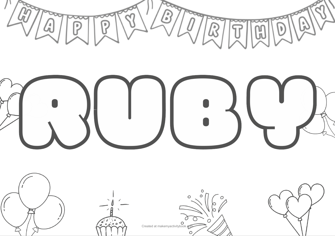 Ruby birthday colouring sheet