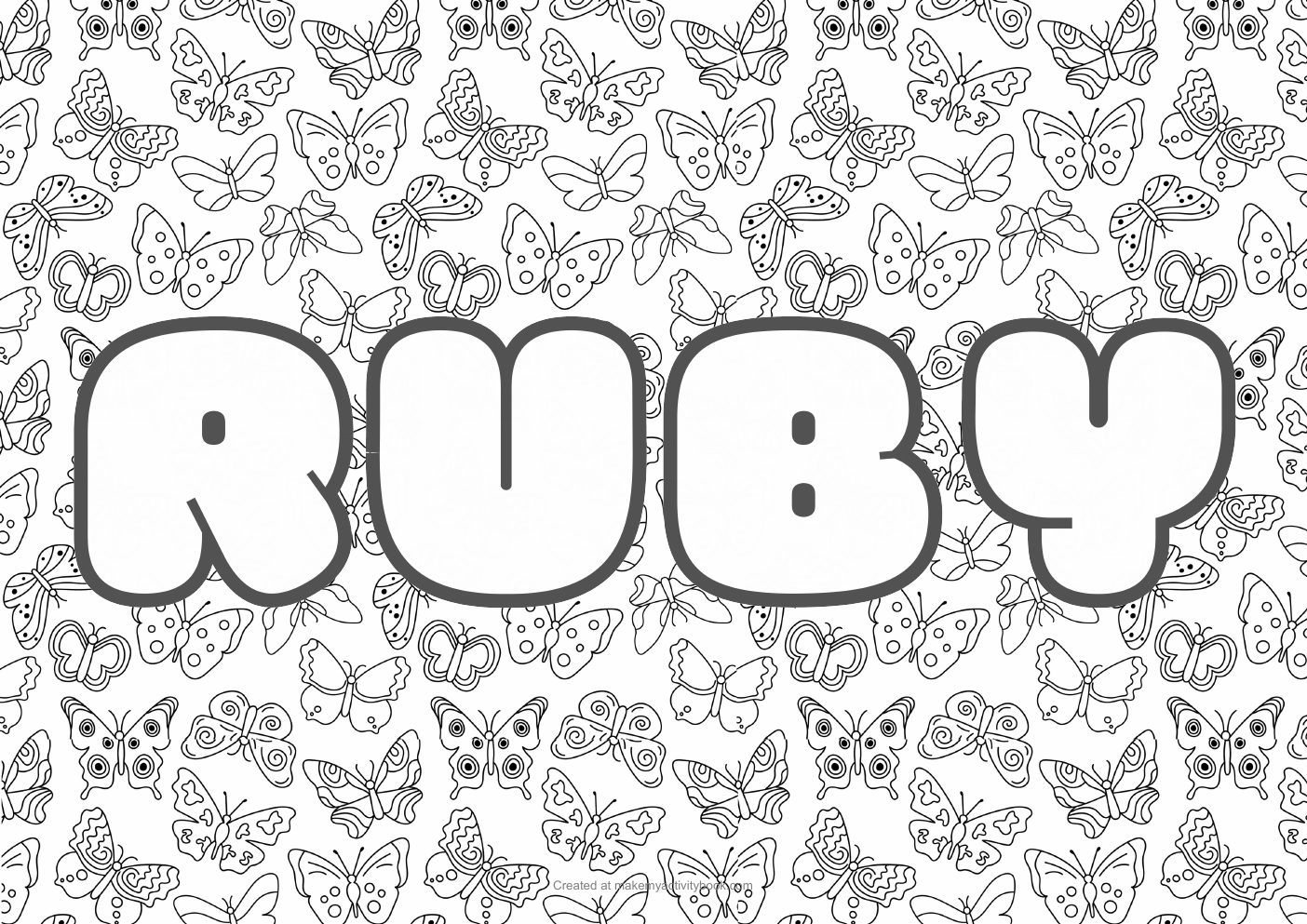 Ruby butterflies colouring sheet